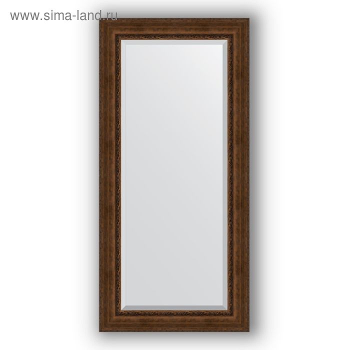 фото Зеркало с фацетом в багетной раме - состаренная бронза с орнаментом 120 мм, 82 х 172 см, evoform