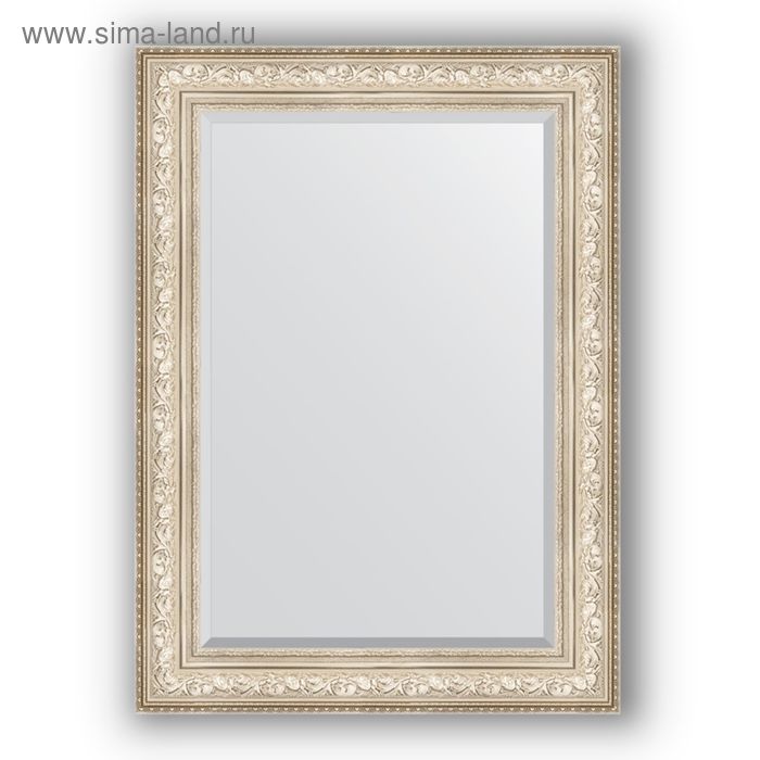 Зеркало с фацетом в багетной раме - виньетка серебро 109 мм, 80 х 110 см, Evoform 23568