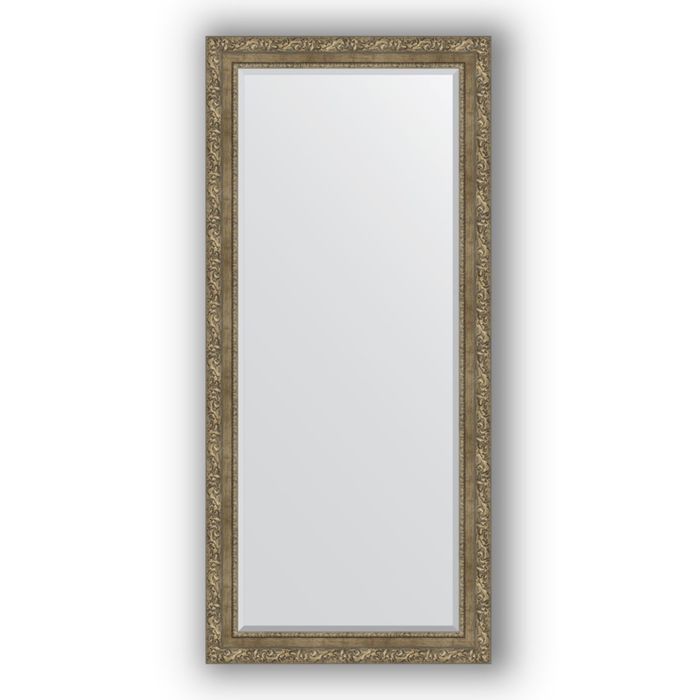 Зеркало с фацетом в багетной раме - виньетка античная латунь 85 мм, 75 х 165 см, Evoform