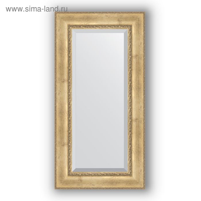 фото Зеркало с фацетом в багетной раме - состаренное серебро с орнаментом 120 мм, 62 х 122 см, evoform