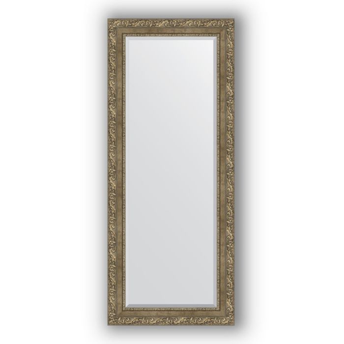 Зеркало с фацетом в багетной раме - виньетка античная латунь 85 мм, 60 х 145 см, Evoform