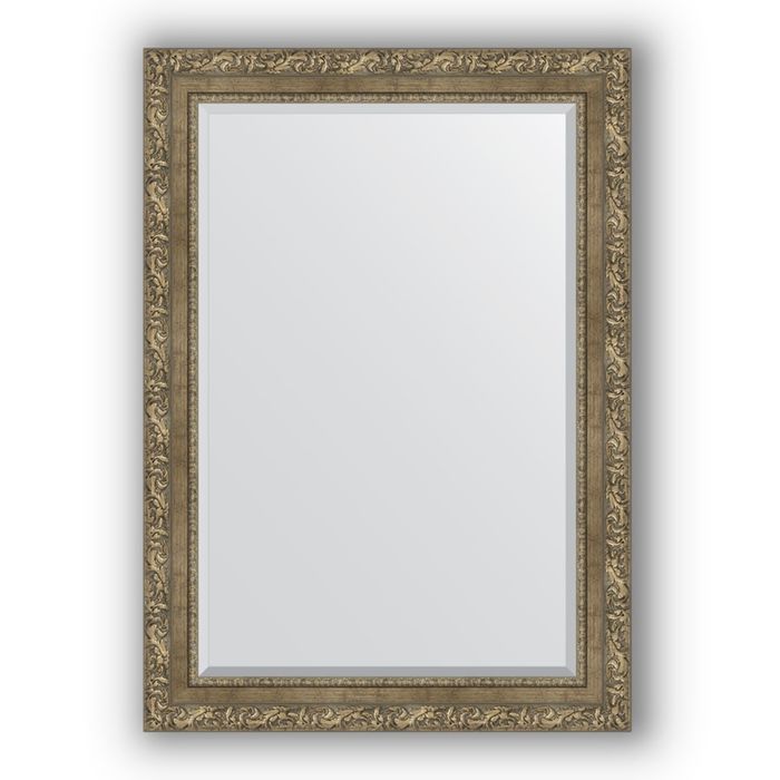 Зеркало с фацетом в багетной раме - виньетка античная латунь 85 мм, 75 х 105 см, Evoform