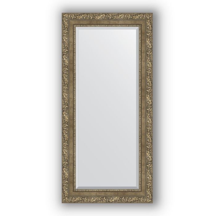 Зеркало с фацетом в багетной раме - виньетка античная латунь 85 мм, 55 х 115 см, Evoform
