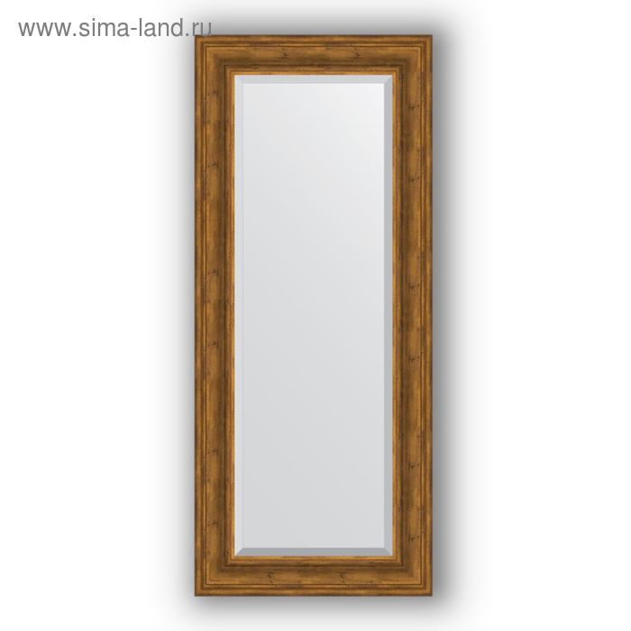 Зеркало с фацетом в багетной раме - травленая бронза 99 мм, 59 х 139 см, Evoform