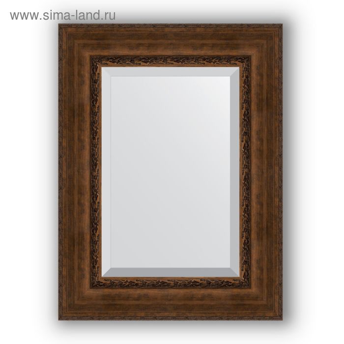 фото Зеркало с фацетом в багетной раме - состаренная бронза с орнаментом 120 мм, 62 х 82 см, evoform