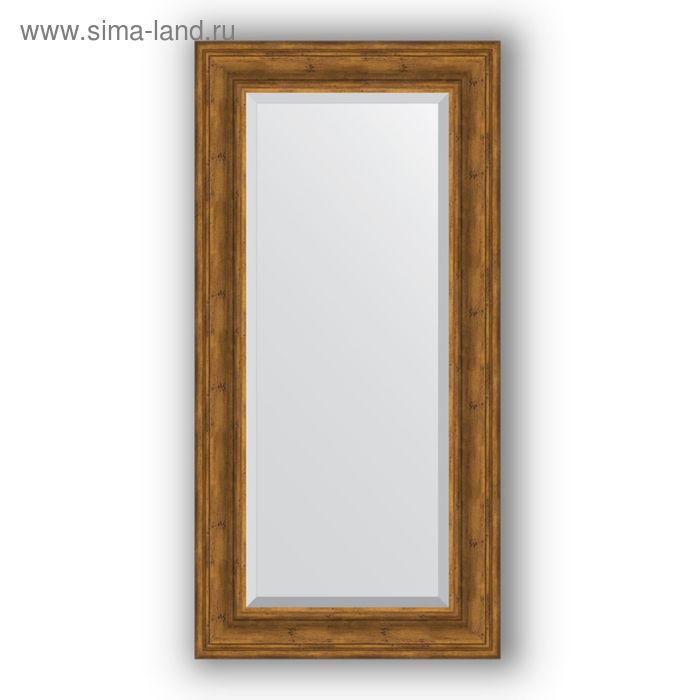 Зеркало с фацетом в багетной раме - травленая бронза 99 мм, 59 х 119 см, Evoform