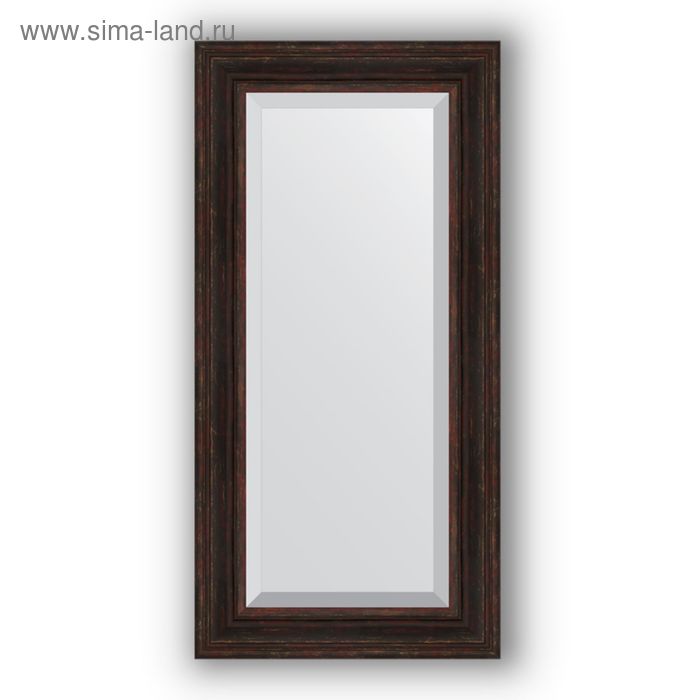 Зеркало с фацетом в багетной раме - тёмный прованс 99 мм, 59 х 119 см, Evoform зеркало с фацетом в багетной раме тёмный прованс 99 мм 119 х 179 см evoform