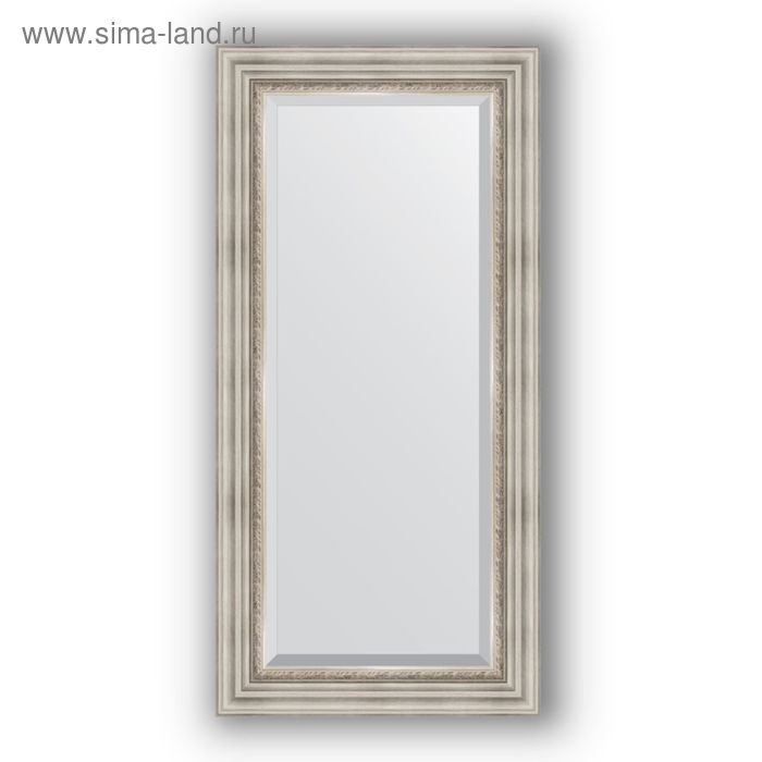 Зеркало с фацетом в багетной раме - римское серебро 88 мм, 56 х 116 см, Evoform зеркало с фацетом в багетной раме римское серебро 88 мм 116 х 176 см evoform
