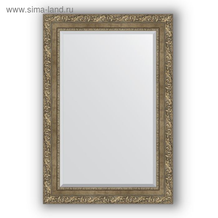 фото Зеркало с фацетом в багетной раме - виньетка античная латунь 85 мм, 65 х 95 см, evoform