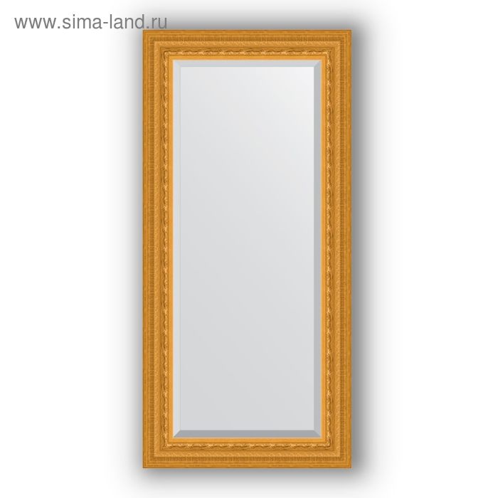 Зеркало с фацетом в багетной раме - сусальное золото 80 мм, 55 х 115 см, Evoform зеркало с фацетом в багетной раме сусальное золото 80 мм 115 х 175 см evoform