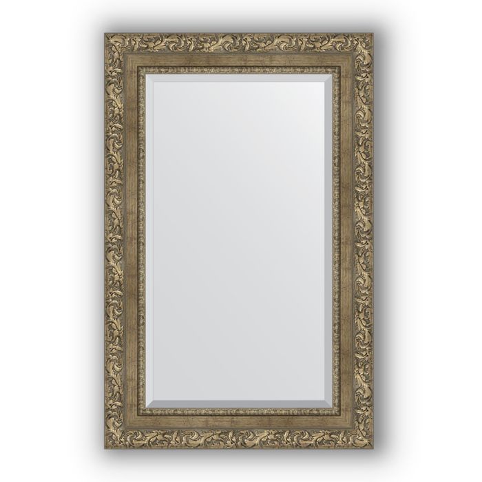 Зеркало с фацетом в багетной раме - виньетка античная латунь 85 мм, 55 х 85 см, Evoform