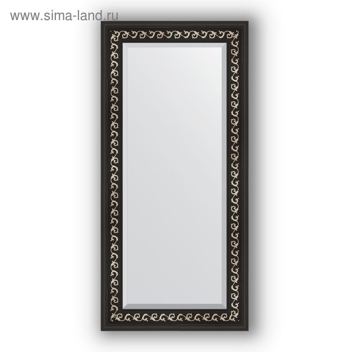 Зеркало с фацетом в багетной раме - чёрный ардеко 81 мм, 55 х 115 см, Evoform