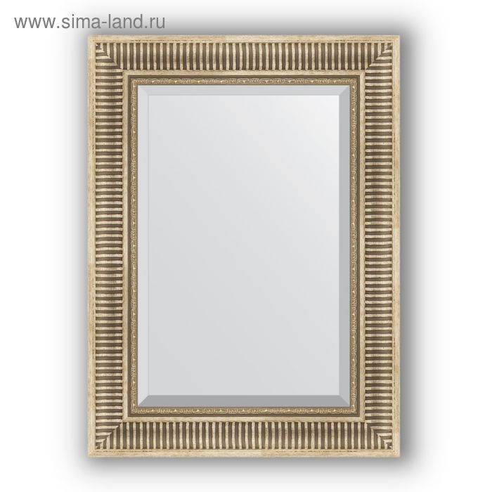 фото Зеркало с фацетом в багетной раме - серебряный акведук 93 мм, 57 х 77 см, evoform