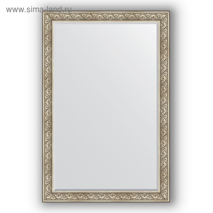 Зеркало с фацетом в багетной раме - барокко серебро 106 мм, 120 х 180 см, Evoform 32686