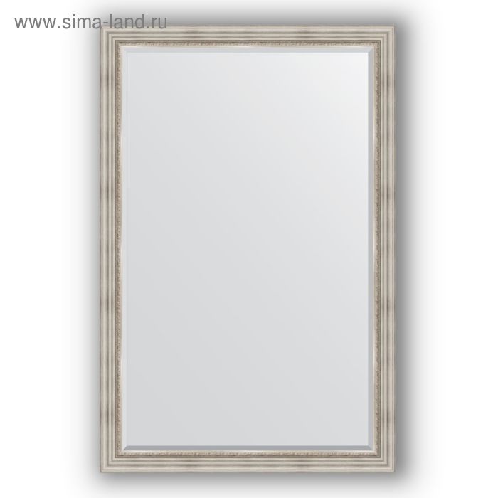 Зеркало с фацетом в багетной раме - римское серебро 88 мм, 116 х 176 см, Evoform 27751