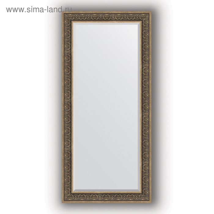 Зеркало с фацетом в багетной раме - вензель серебряный 101 мм, 79 х 169 см, Evoform 23867