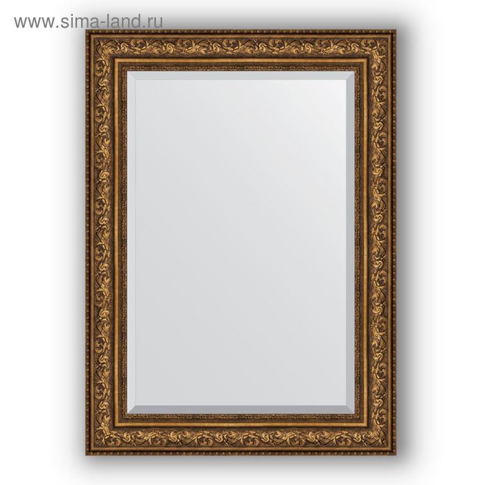 Зеркало с фацетом в багетной раме - виньетка состаренная бронза 109 мм, 80 х 110 см, Evoform 23568