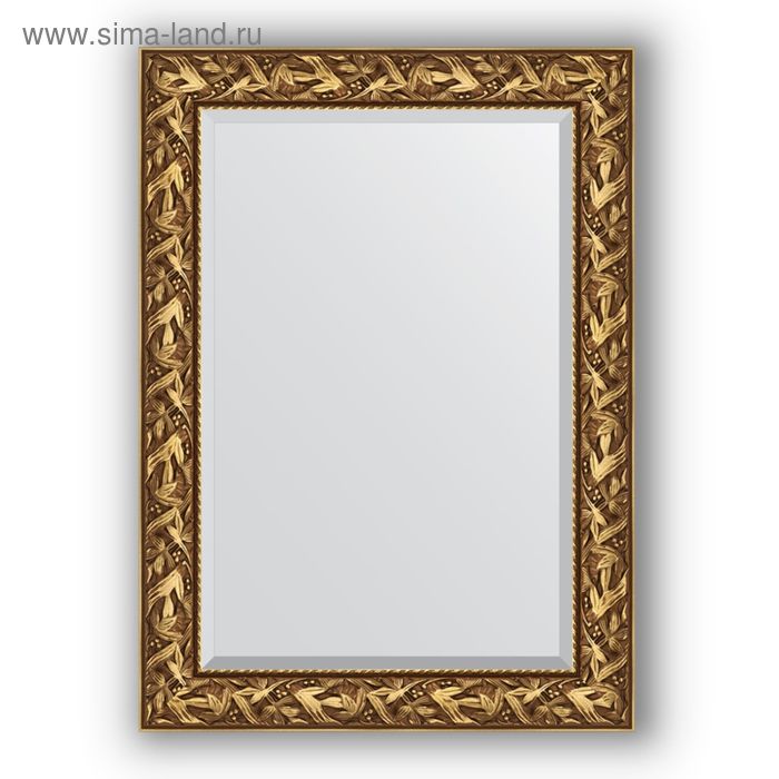 Зеркало с фацетом в багетной раме - византия золото 99 мм, 79 х 109 см, Evoform зеркало с фацетом в багетной раме травленое золото 99 мм 79 х 109 см evoform