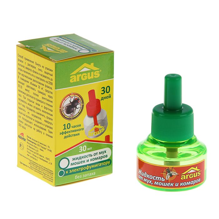 Дополнительный флакон-жидкость от мух Argus, без запаха, 30 мл жидкость help от мух без запаха инсектицидная
