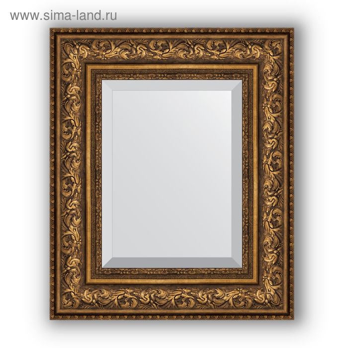 фото Зеркало с фацетом в багетной раме - виньетка состаренная бронза 109 мм, 50 х 60 см, evoform