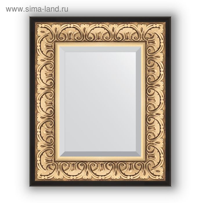 Зеркало с фацетом в багетной раме - барокко золото 106 мм, 50 х 60 см, Evoform зеркало с фацетом в багетной раме барокко золото 106 мм 60 х 140 см evoform