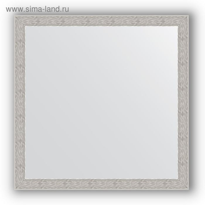 фото Зеркало в багетной раме - волна алюминий 46 мм, 71 х 71 см, evoform