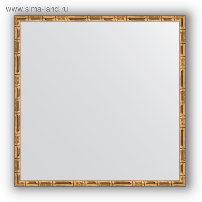 Зеркало в багетной раме - золотой бамбук 24 мм, 67 х 67 см, Evoform