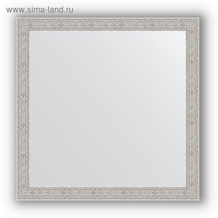 фото Зеркало в багетной раме - волна алюминий 46 мм, 61 х 61 см, evoform