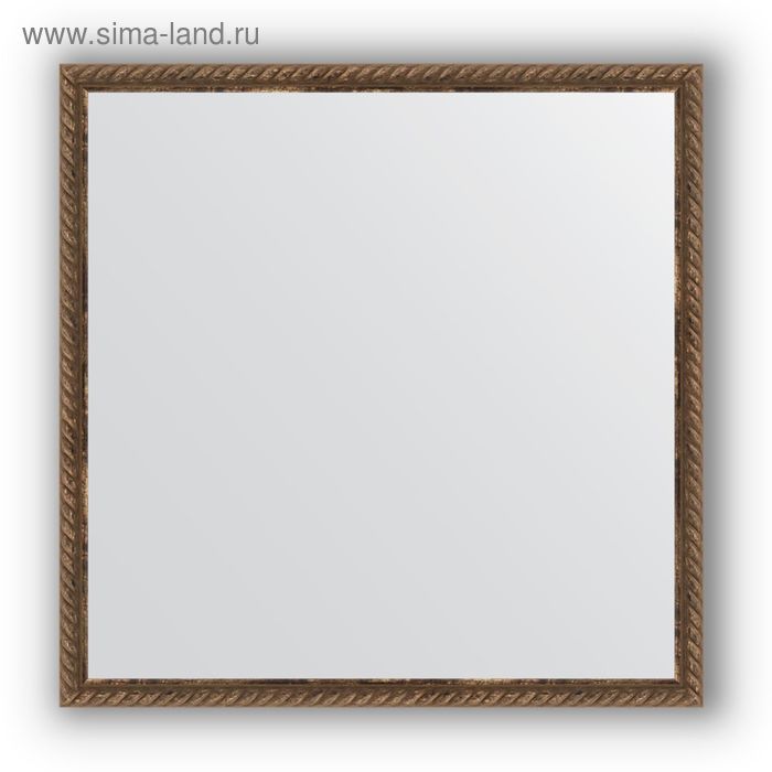Зеркало в багетной раме - витая бронза 26 мм, 58 х 58 см, Evoform