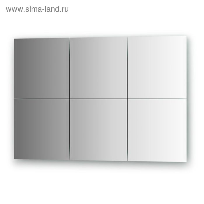 Зеркальная плитка с фацетом 15 мм, - комплект 6 шт квадрат 25 х 25 см, серебро Evoform