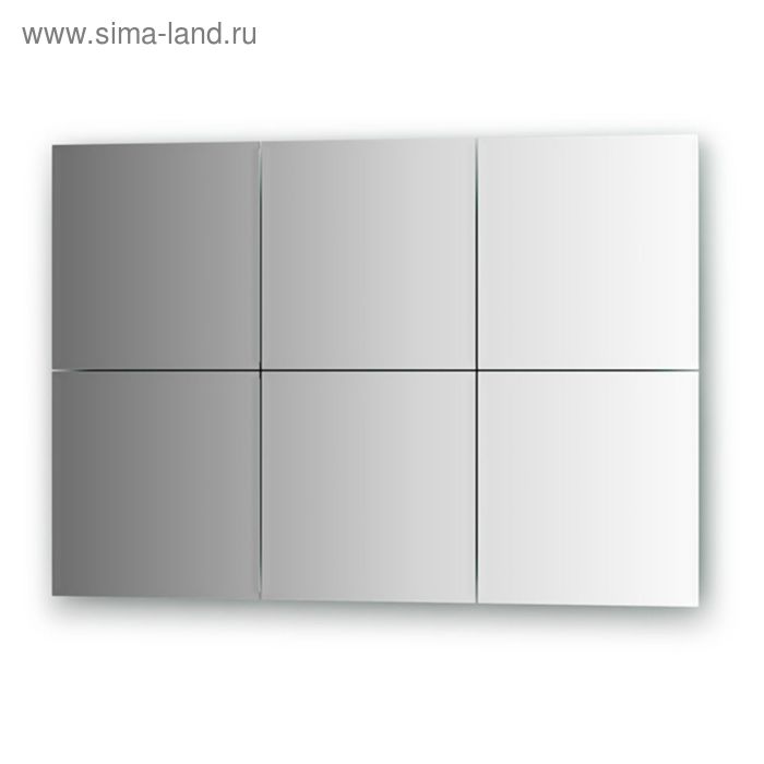 Зеркальная плитка с фацетом 10 мм, - комплект 6 шт квадрат 25 х 25 см, серебро Evoform