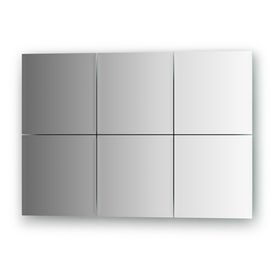 Зеркальная плитка с фацетом 10 мм, - комплект 6 шт квадрат 20 х 20 см, серебро Evoform
