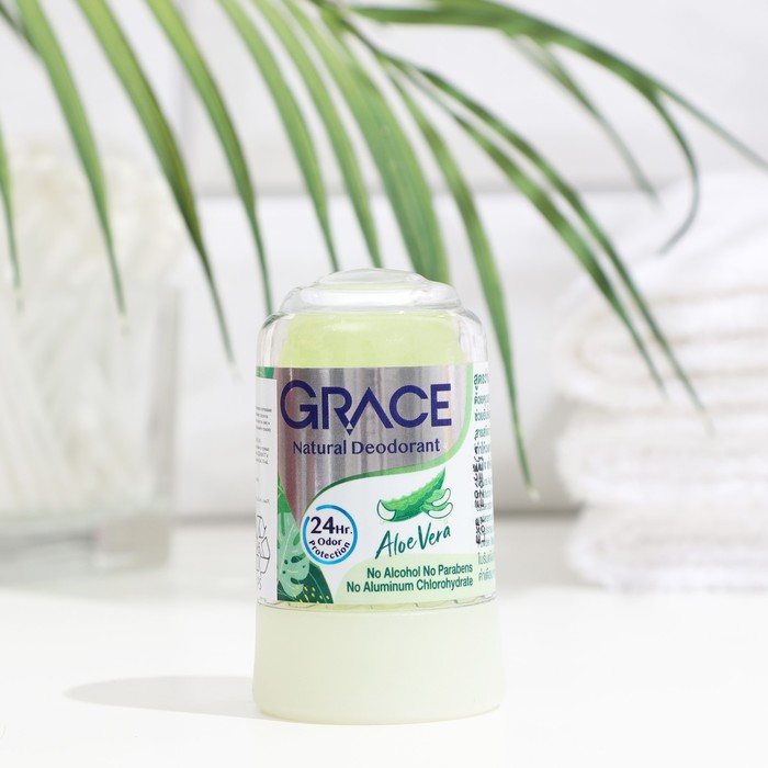 Дезодорант кристаллический Grace Mineral Herbal Deodorant с алое вера, 70 г кристаллический дезодорант grace deodorant pure and natural 70 гр