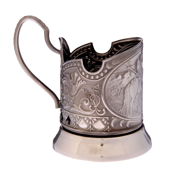 Подстаканник "Витязь на распутье", никелированный, с чернением