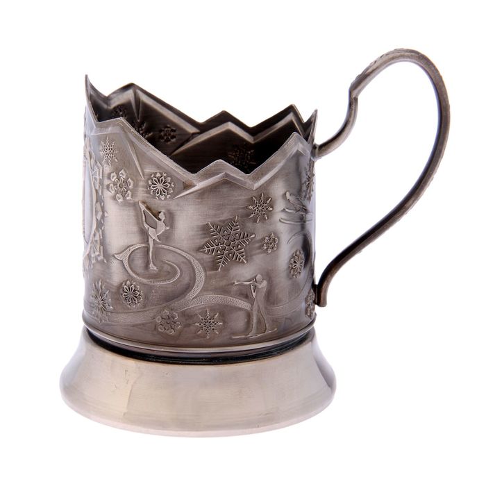 Подстаканник "Зимние виды спорта. Биатлон", никелированный, с чернением