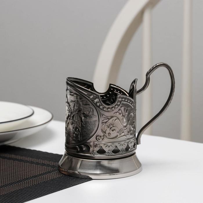 Подстаканник "Три Богатыря", никелированный, с чернением