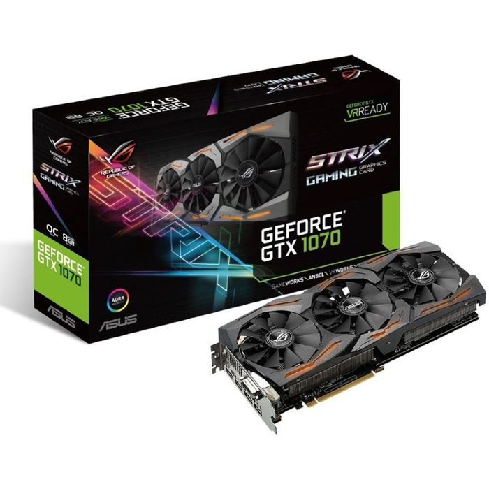 Видеокарта Asus GeForce GTX 1070 STRIX GAMING OC, 8G, 256bit, GDDR5, 1657/8000, Ret
