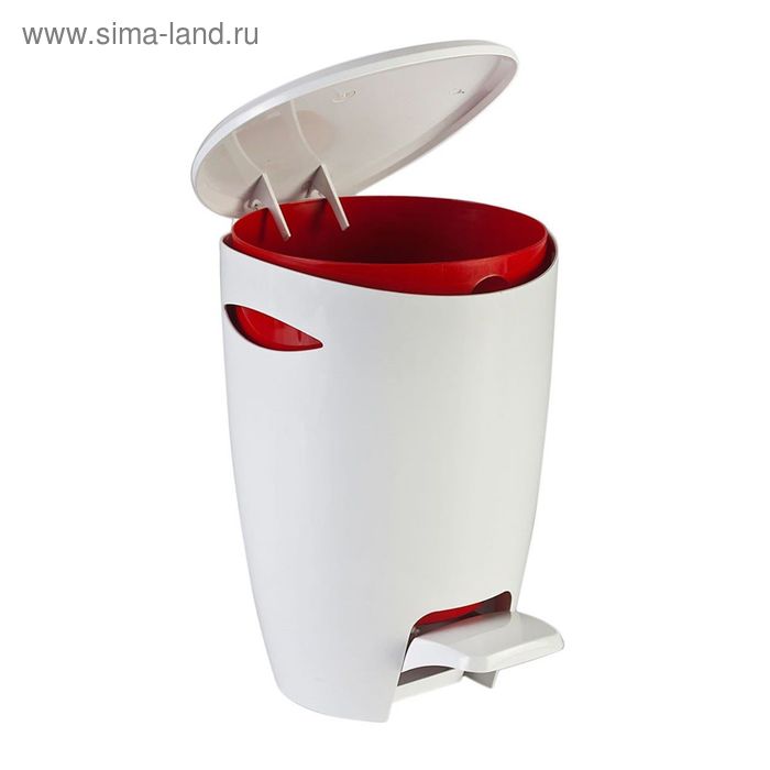 Мусорное ведро с крышкой и педалью 5л, цвет бело-красный мусорное ведро dosh home misam 6 5л