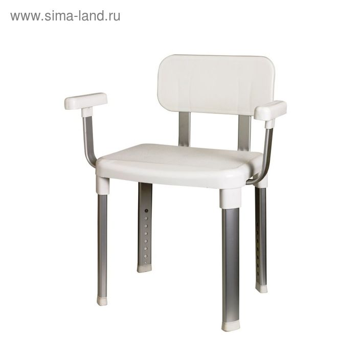фото Стул-кресло с подлокотниками белое с регулируемой высотой, нагрузка до 130 кг primanova