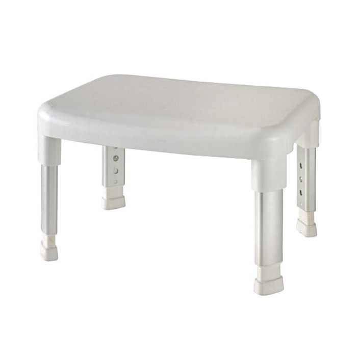 Стул для ванной белое, ножки алюминиевые, с регулируемой высотой 24-29 см