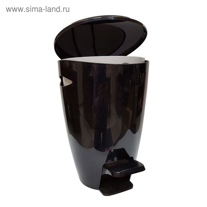 фото Ведро для мусора с крышкой и педалью, 5 л, цвет чёрно-белый primanova
