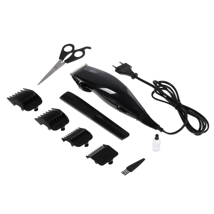 Машинка для стрижки Sinbo SHC 4362, от сети, 8 Вт, 4 насадки, черная