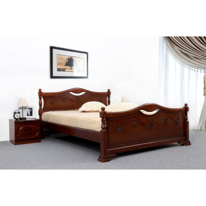 Кровать Людмила-16 1200 с основанием, эмаль орех царги Орех темный