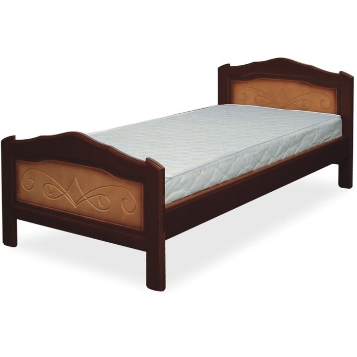 Кровать Людмила-2 900 с основанием, тонированная царги Орех темный