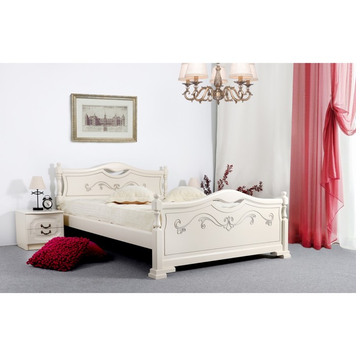 Кровать Жасмин 1400 с основанием, эмаль царги эмаль белая