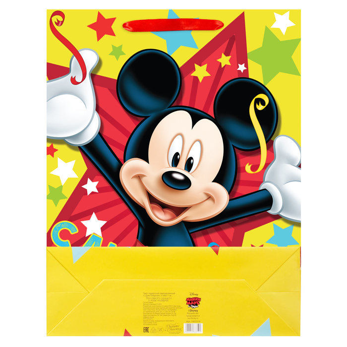 Пакет ламинированный вертикальный "С Днем Рождения" , Микки Маус ,31 х 40 х 11 см