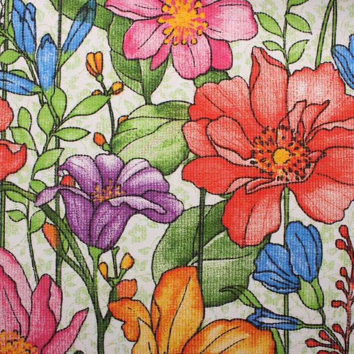 Набор "Доляна" Луговые цветы (вид 2): фартук 60х70 см, прихватка 17х17 см, рогожка 162 г/м2