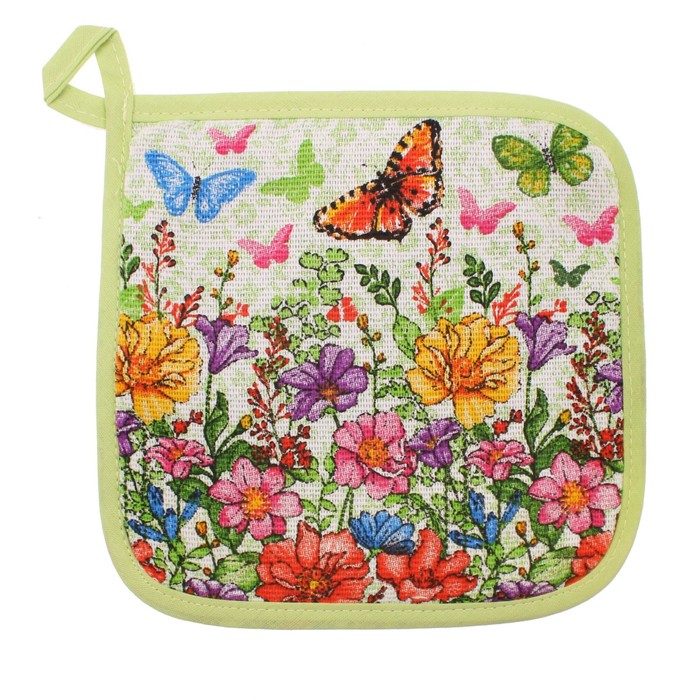 Набор "Доляна" Луговые цветы (вид 2): фартук 60х70 см, прихватка 17х17 см, рогожка 162 г/м2