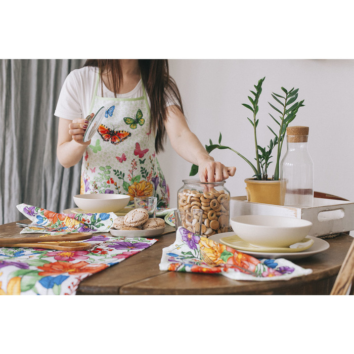 Набор "Доляна" Луговые цветы (вид 2): фартук 60х70 см, прихватка 17х17 см, рогожка 162 г/м2