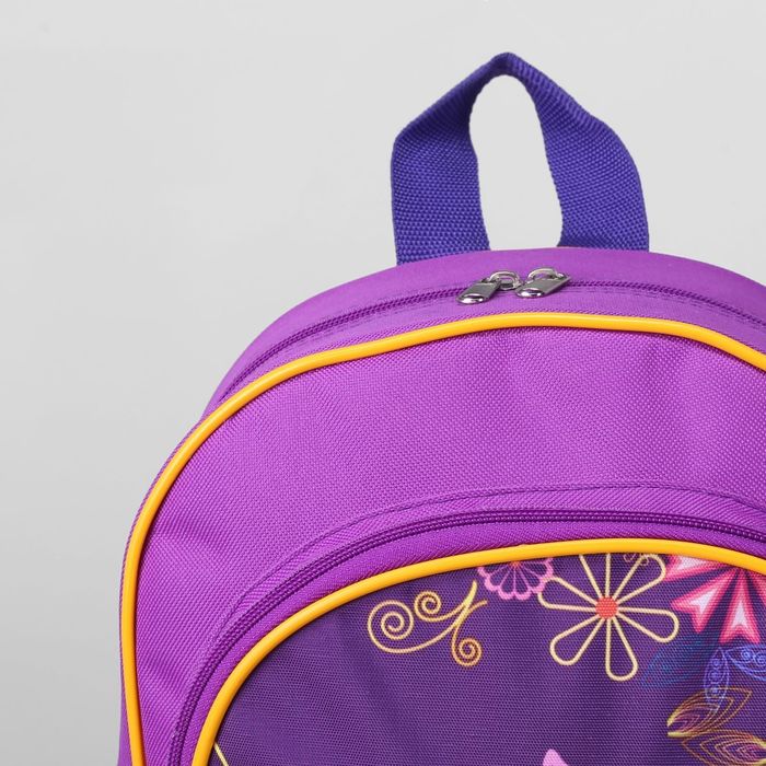 Рюкзак школ 977 26*15*37, отд на молнии, 3 н/кармана, светоотр, бабочка, фиолетовый